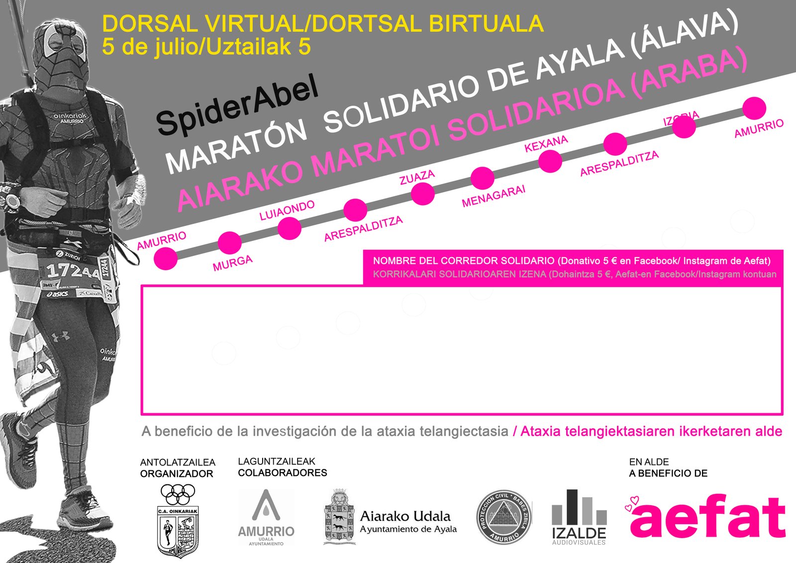 DORSAL maraton SpiderAbel para Aefat 5